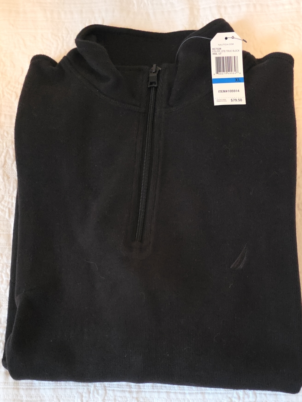 Nautica Men's Black Quarter-Zip Sweater